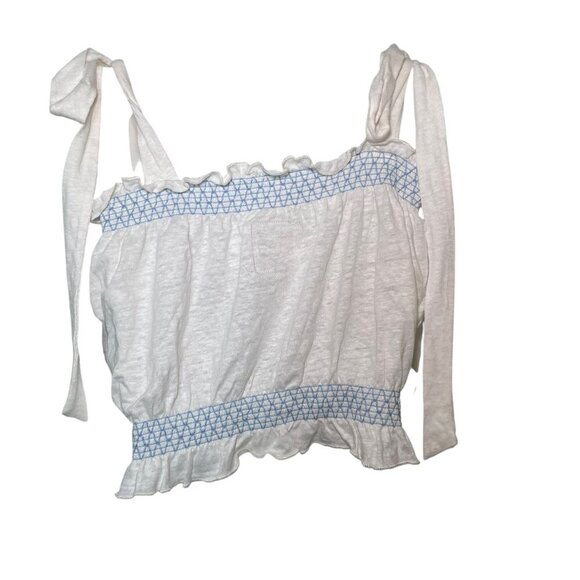 Chaser Lirhetta Floral Embroidered Linen Crop Top M NWT - Picture 3 of 6